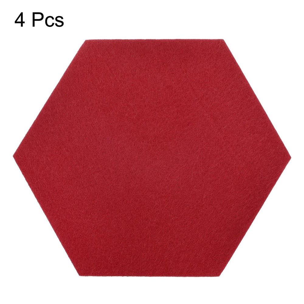 Felt Coasters 4pcs Hexagonal Red Tampons