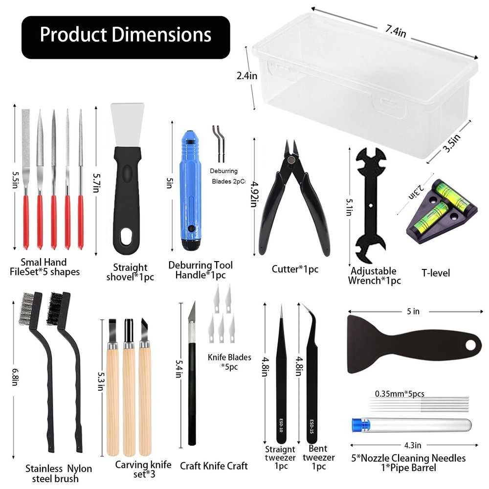 3D Printer Tool Kit, 32Pcs Printing Deburring Kit Box-2