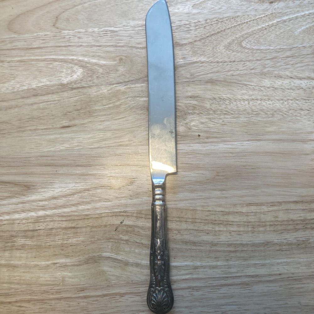 Mid-Century Bridalane wedding bread knife, 12", silverplated handle