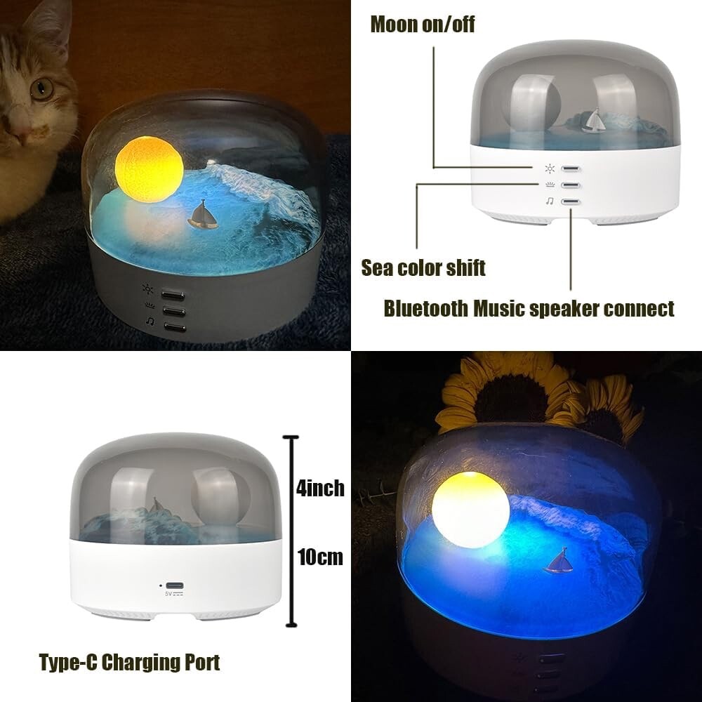 Bluetooth Wireless Portable Speaker + Moon Landscape bedside Lamp Rechargeable