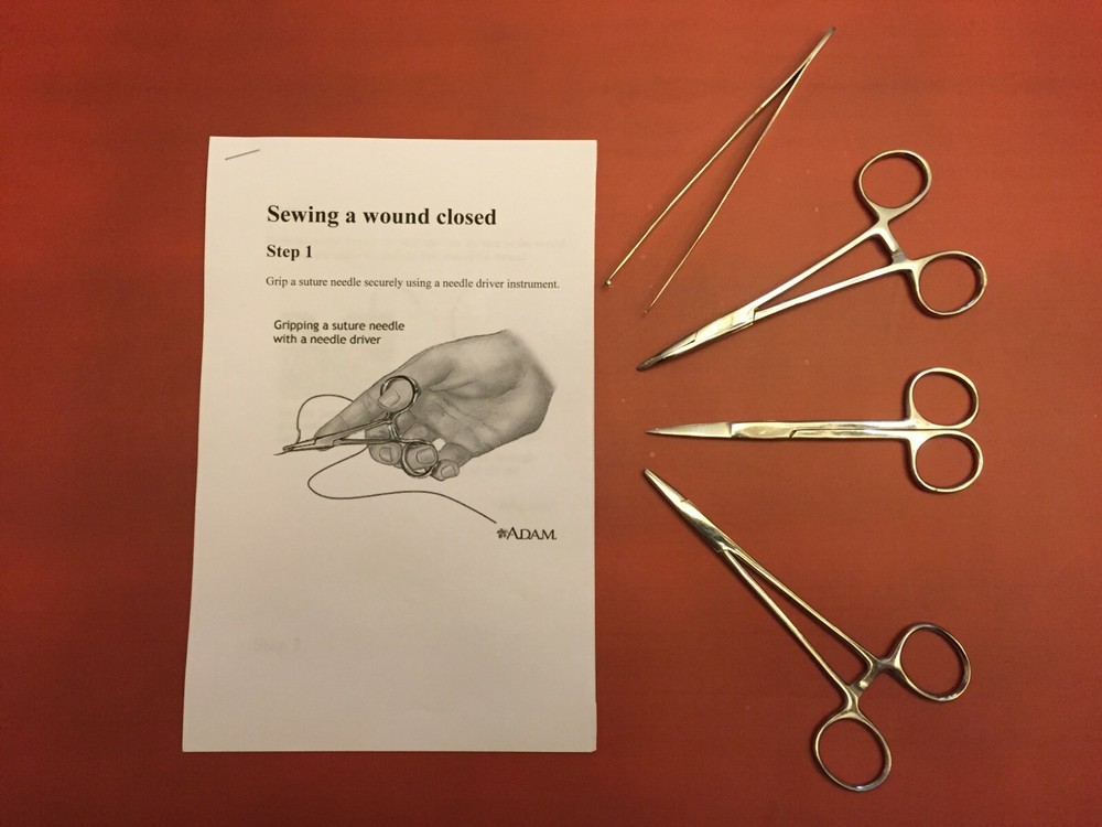 SUTURE KIT Student Suture Instruments Set 4 Piece Set. L@@K + Instructions.