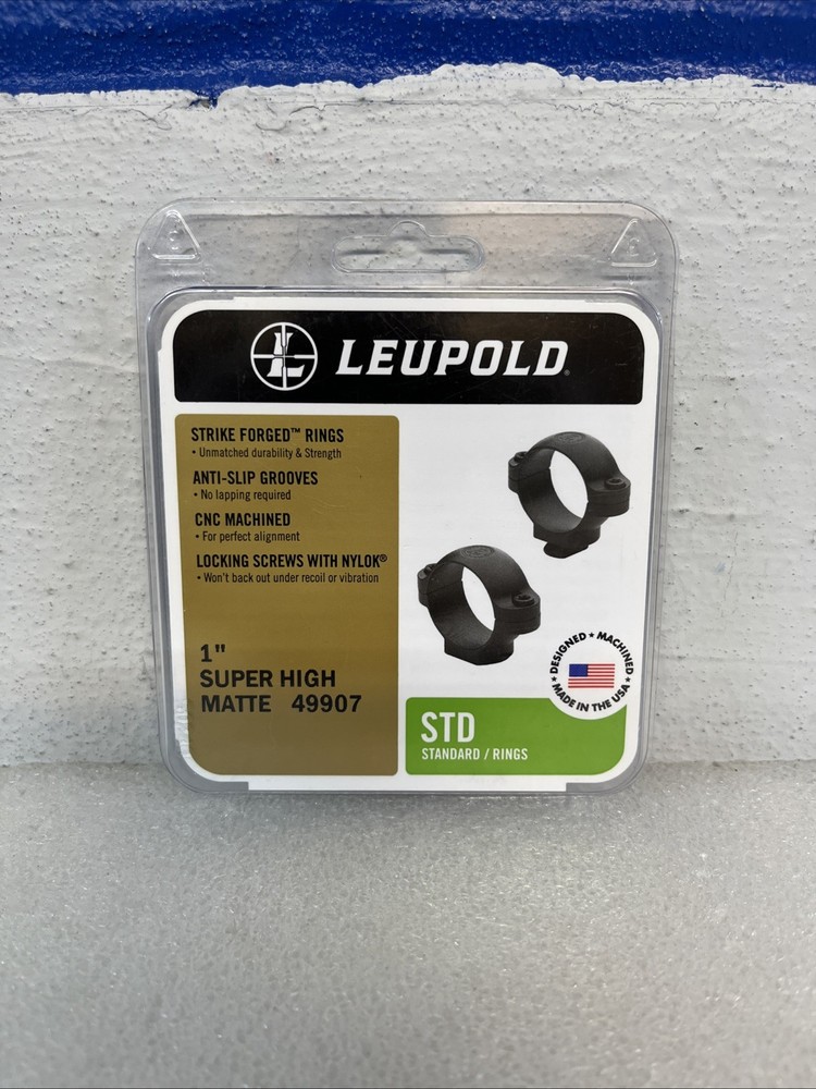 Leupold 49907 STD 1" Super High Scope Rings Matte Black New