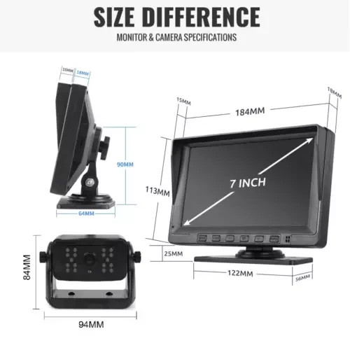 Magnetic Solar Wireless 1080P Backup Camera+7'' Monitor DVR for trailer RV truck