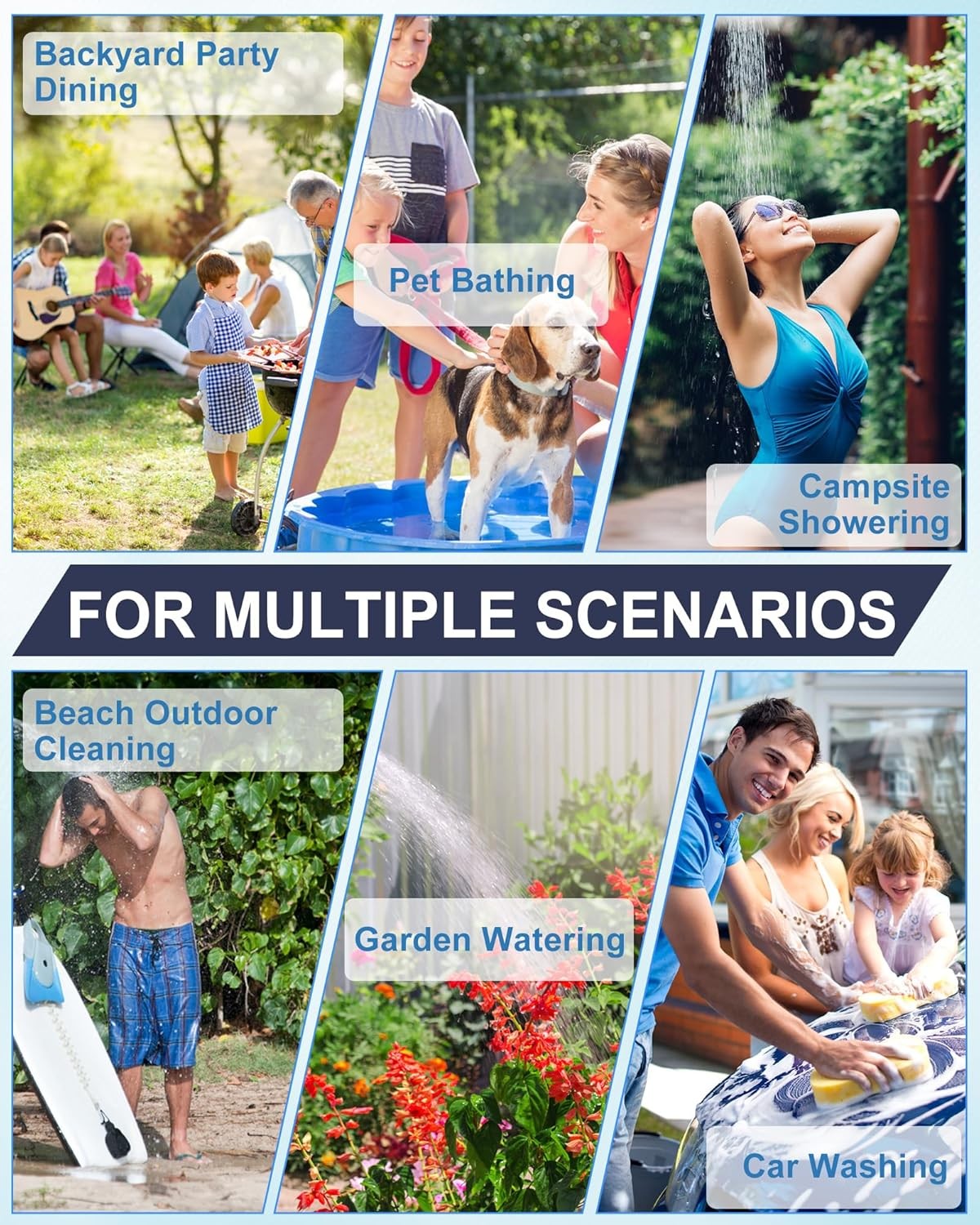 Portable Propane Water Heater for Camping Shower 4500mAh Rechargeable Battery