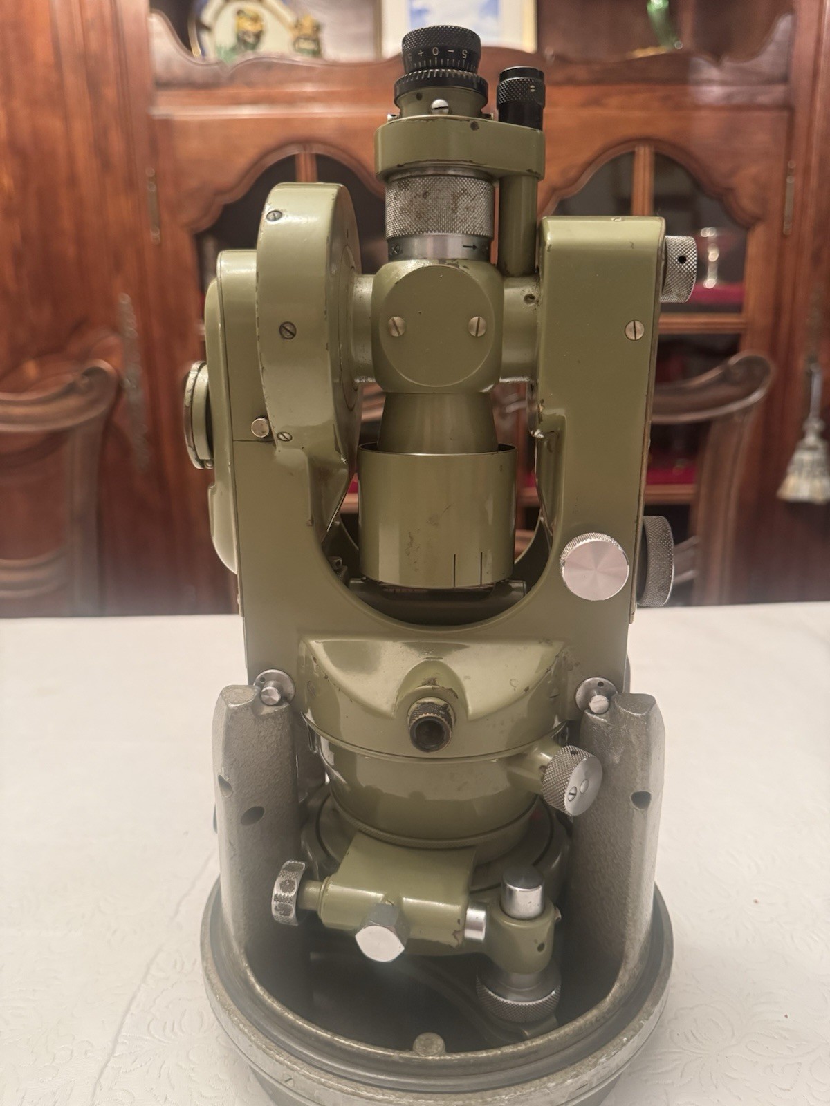 Vintage Heerbrugg WILD T1A Theodolite Survey Level Transit Tool Case & Oak Stand