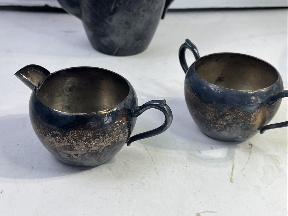 F.B. Rogers Silver Co. 3-Piece Tea or Coffee Set Silver on Copper OO