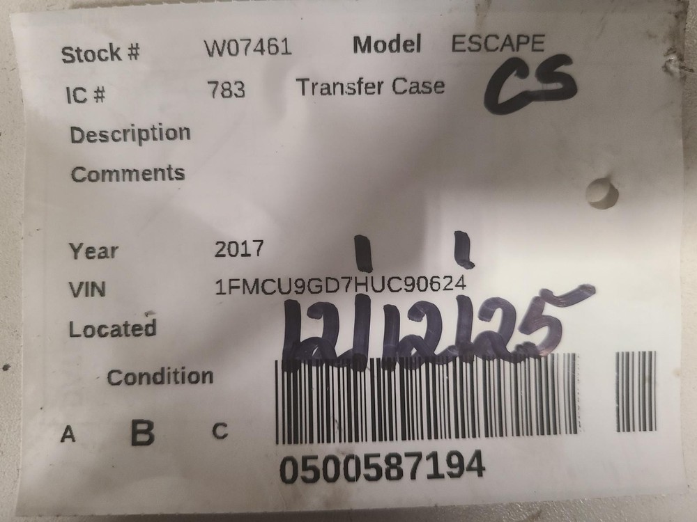 Used Transfer Case Assembly fits: 2017 Ford Escape Grade B
