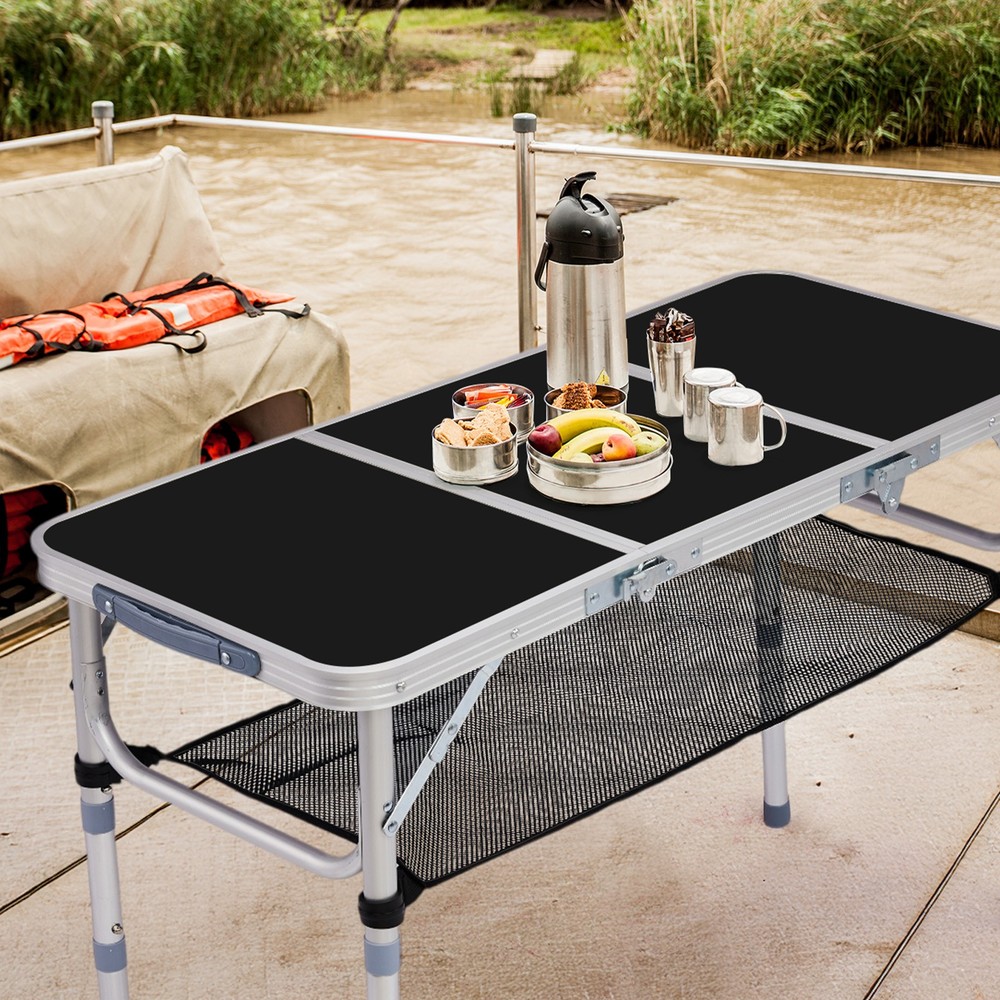 Outdoor Folding Camping Table, 3ft Portable Pinic Table with 3 Adjustable Height
