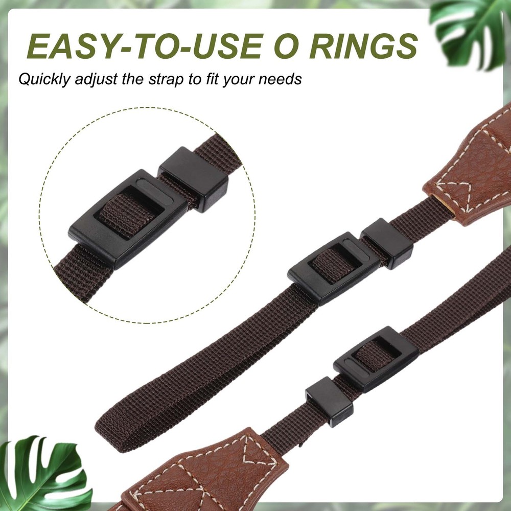 Camera Strap, PU Leather Adjustable Camera Neck Strap Brown