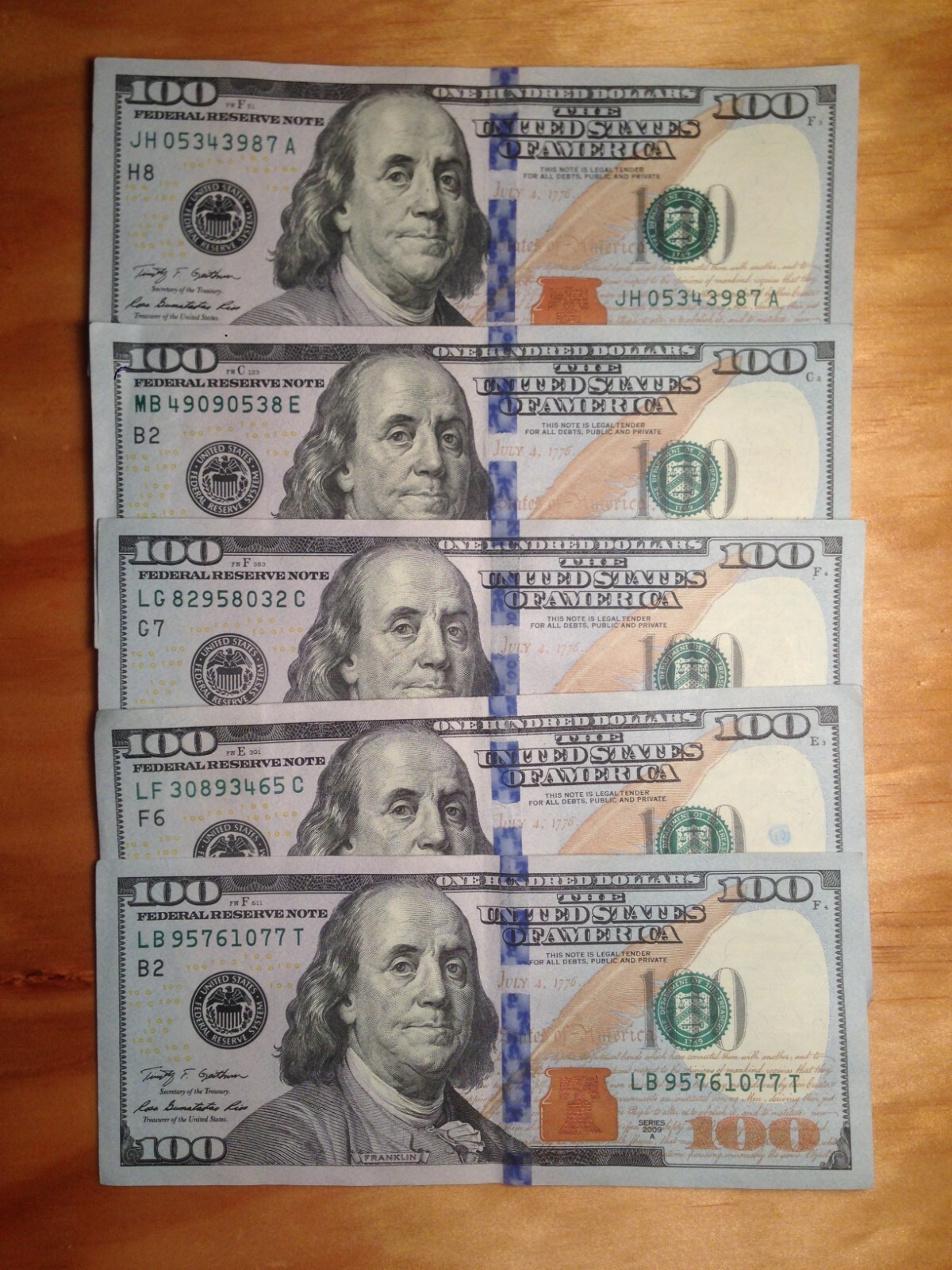 $500 CASH 5 One Hundred Dollar Bills Series 2009 2013 2017 the CHEAPEST ON EBAY