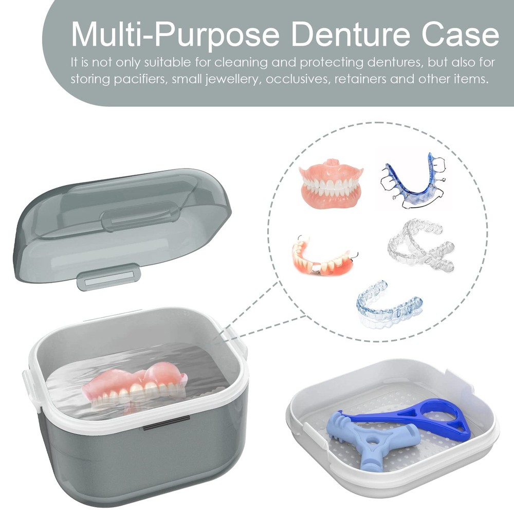 Denture Case, Denture Cup for Soaking Dentures(No Leak Proof), Thorough Clean...