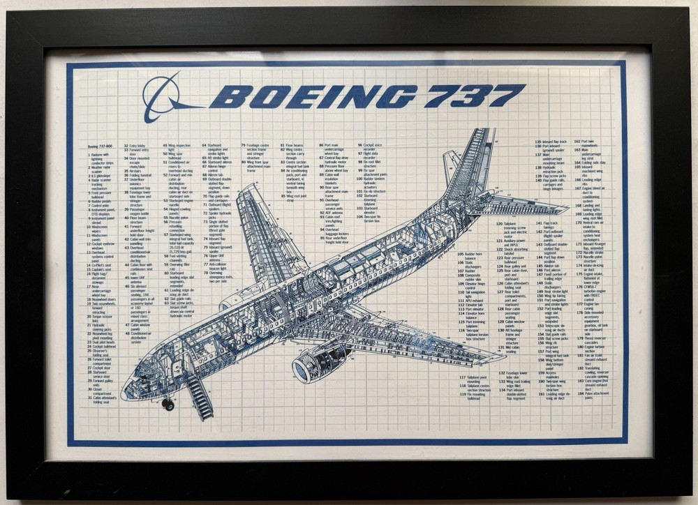 Boeing 737 Schematic Poster - Framed