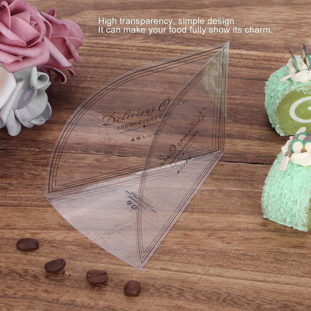 100 Clear Cake Slice Containers & PET Strips for Baking & Decorating
