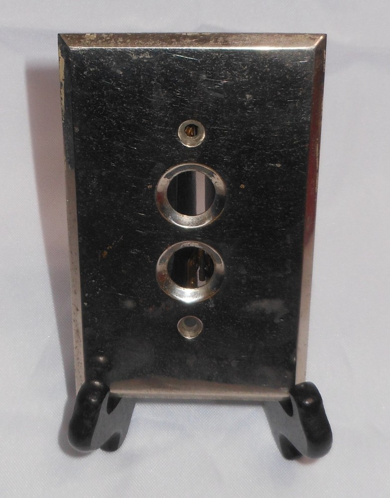 Vintage Perkins Push Button Light Switch Single Chrome 4.5" H x 2.75" W