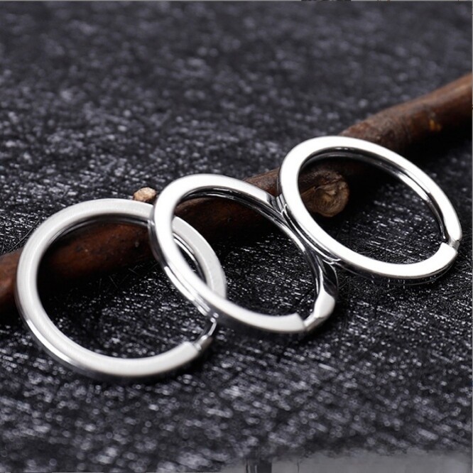 10/50 PCS Split Key Rings 15-35MM Loop Flat Surface Double Metal Hoop Key Chain