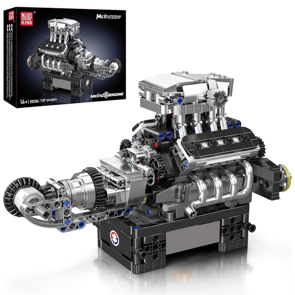 V8 Combustion Engine Model Kit That Runs, Build Your Own MOC V8 Engine Model Toy