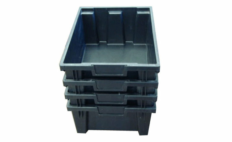 6 Storage Bins, Heavy-Duty Industrial Grade Large Plastic Stackable Containers