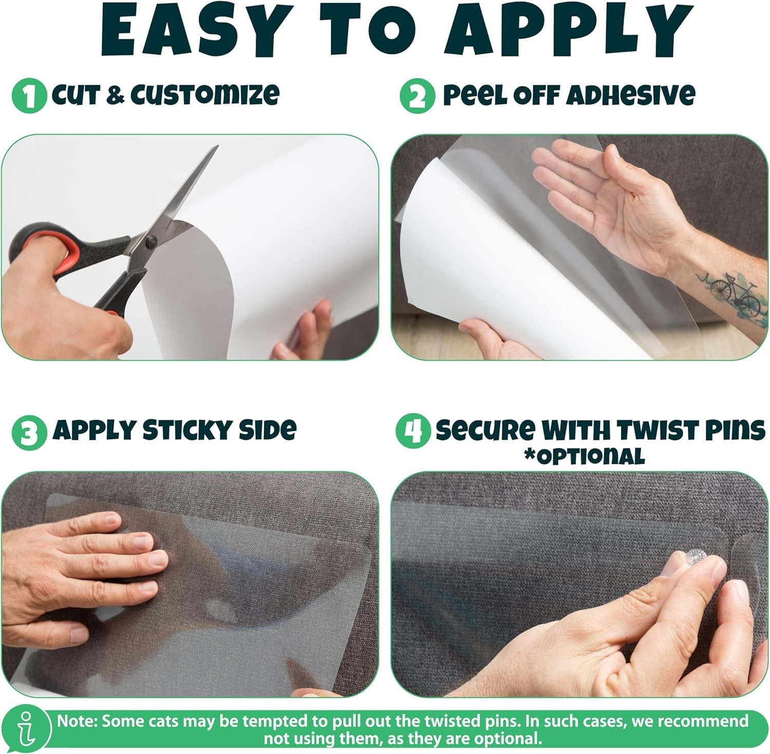 Heavy-Duty Cat Scratching Deterrent for Sofa - 24 Pack