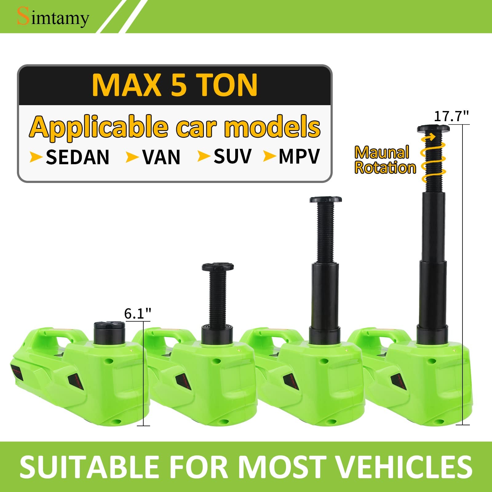 Gato Hidraulico Electrico 12V 5 Toneladas Elevador Hidráulico Para Carro Autos