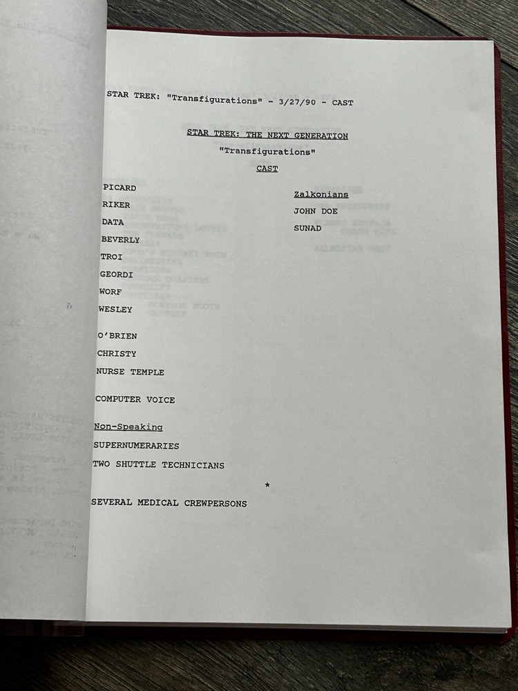 STAR TREK Script The Next Generation Transfigurations Revised Final Draft 1990