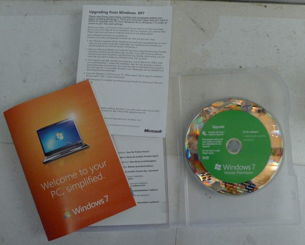 Microsoft Windows 7 Home Premium Upgrade COMPLETE Retail Version +Key Code