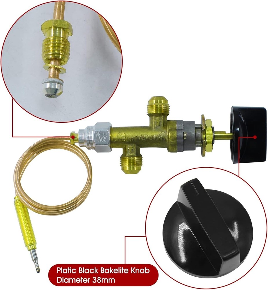 Compact LPG Flame Failure Safety Valve Kit with Durable Thermocoupler - 600mm