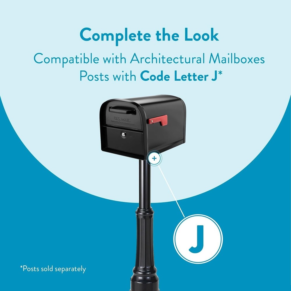 Modern Black Post Mount Mailbox - Locking Feature & Secure Access Design
