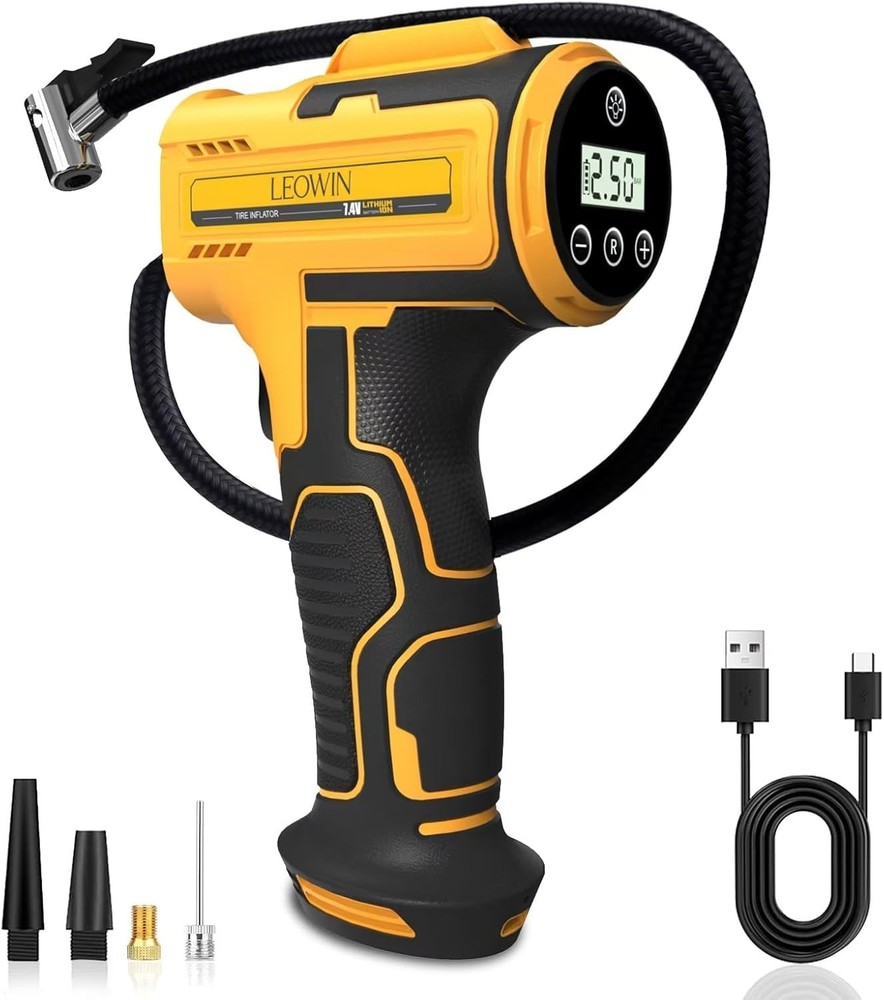 Compact Handheld Air Compressor with Auto Shut-off & Flashlight – Essential Gear