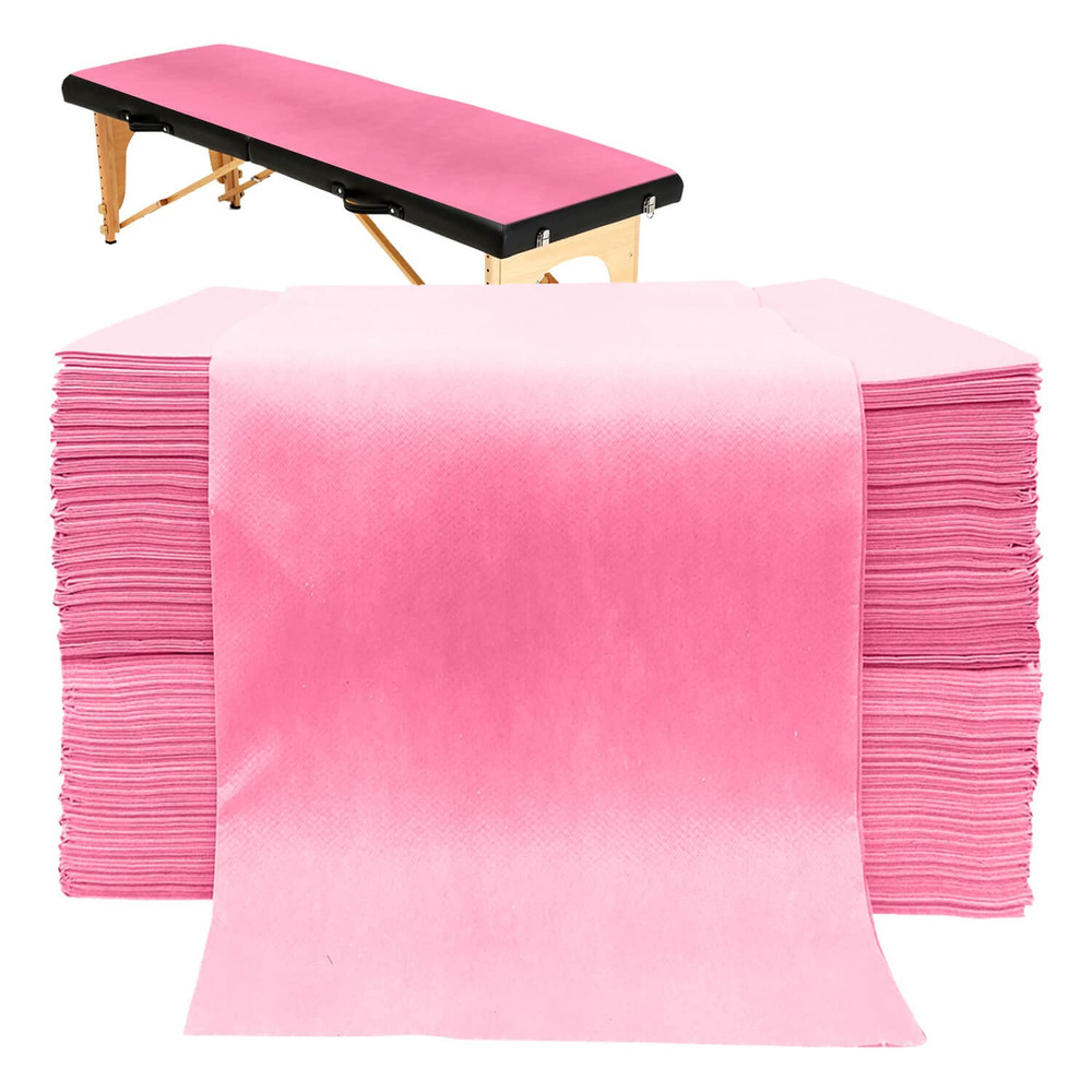 100PCS Disposable Massage Table Sheets, Pink Spa Bed Covers for Esthetician, Spa