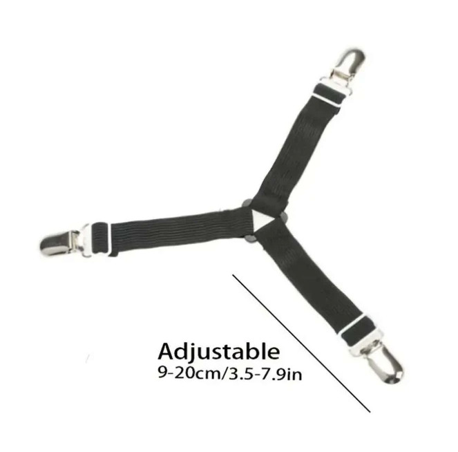 4pcs Adjustable Bed Sheet Fasteners - Metal Sofa & Quilt Clip Set - NEW