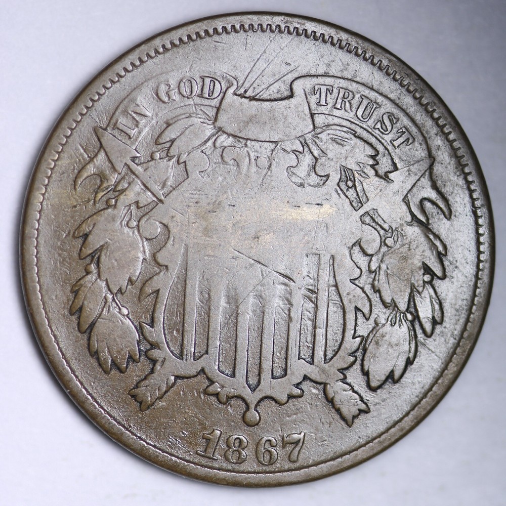 1867 Two Cent Piece Nice Rare Type Coin E161 XP