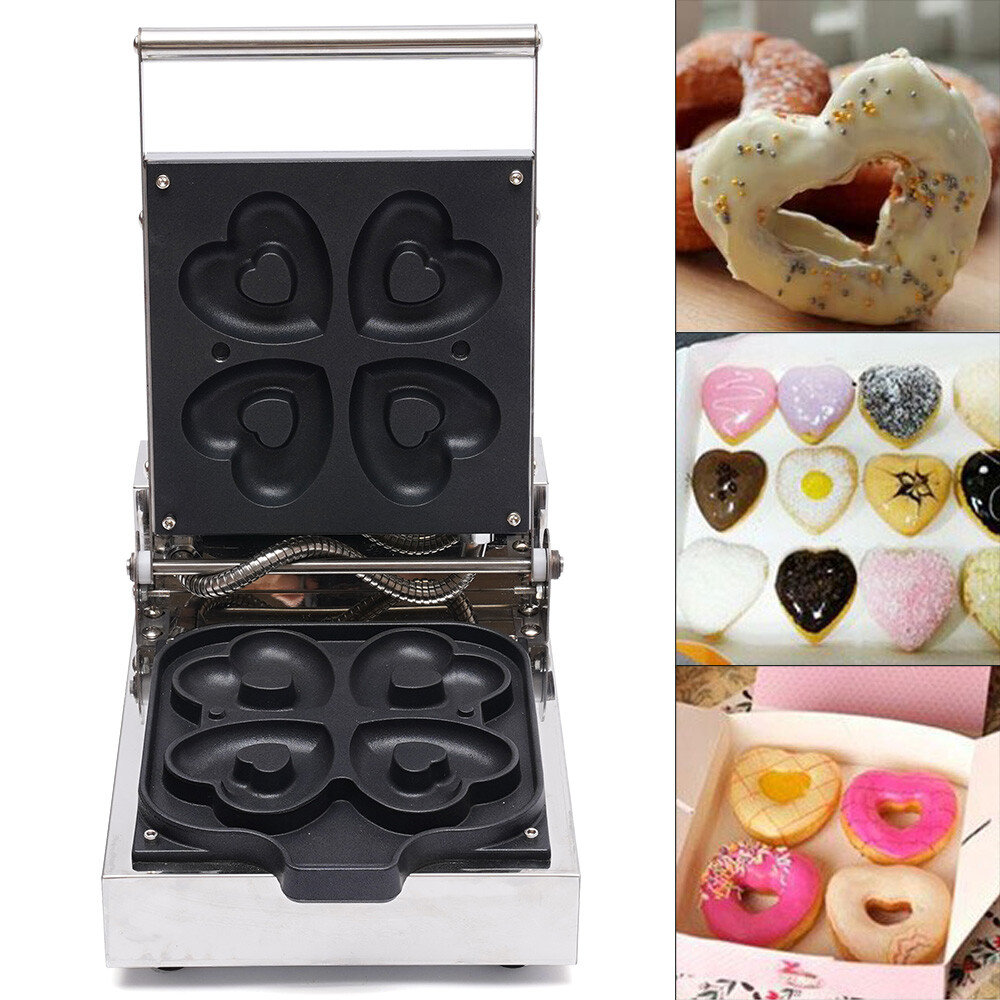 4pc Heart Shape Mini Donut Maker Commercial Electric Waffle Machine Waffle Maker