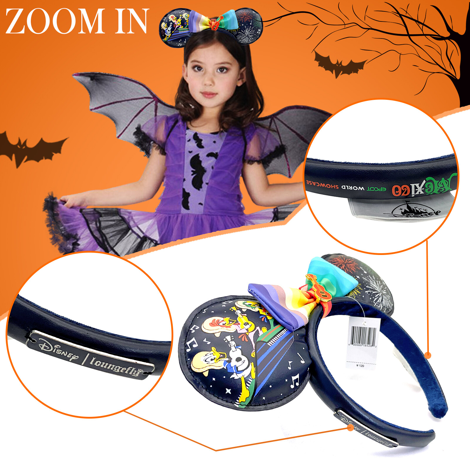 Disney-Parks Loungefly Three Caballeros Ears Headband with Removable Bow cosplay