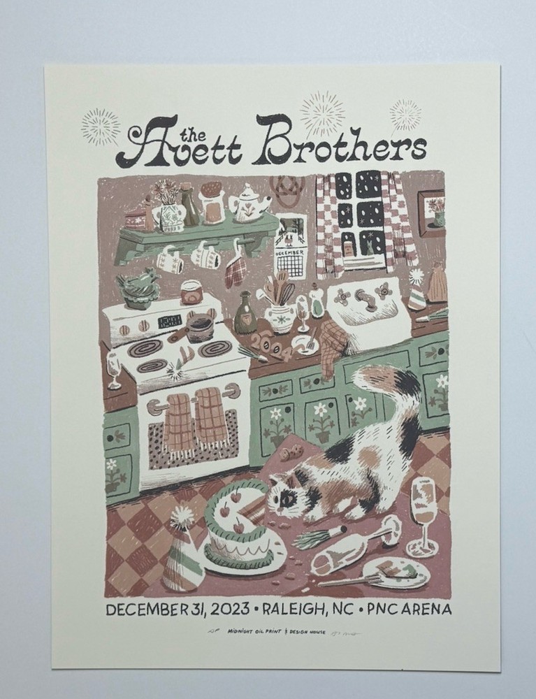 The Avett Brothers Poster Raleigh NC NYE 12/31/23 PNC Arena Official Silkscreen