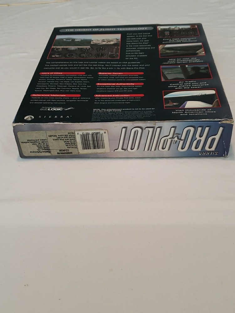 Sierra Pro Pilot Flight Simulator Windows CD PC Game W/ Strategy Guide 1997 NIP