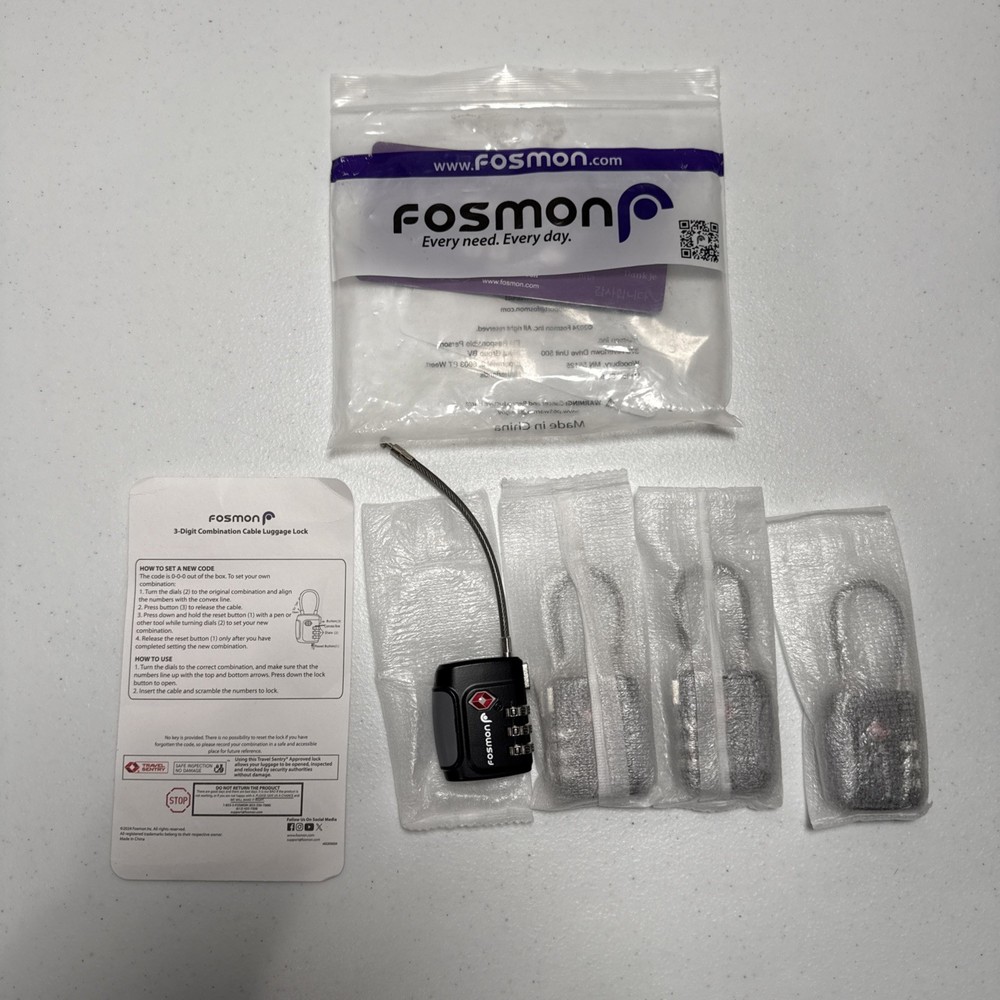 Fosmon [4 PACK] 3 Digit Combo TSA Approved Open Alert Indicator Luggage Lock