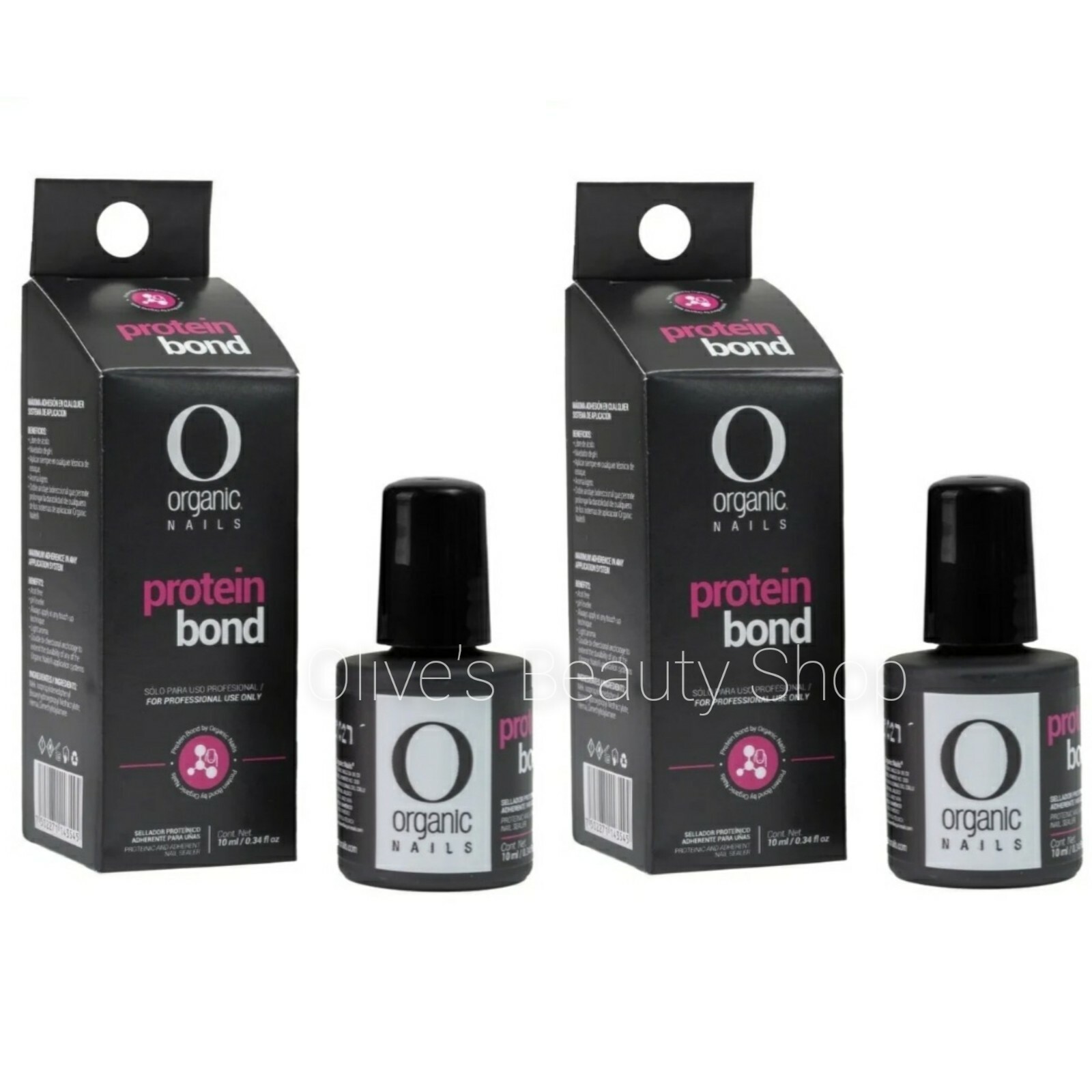 2 Pk Organic Nails PROTEIN BOND Sellador Proteico de 10 ml each.