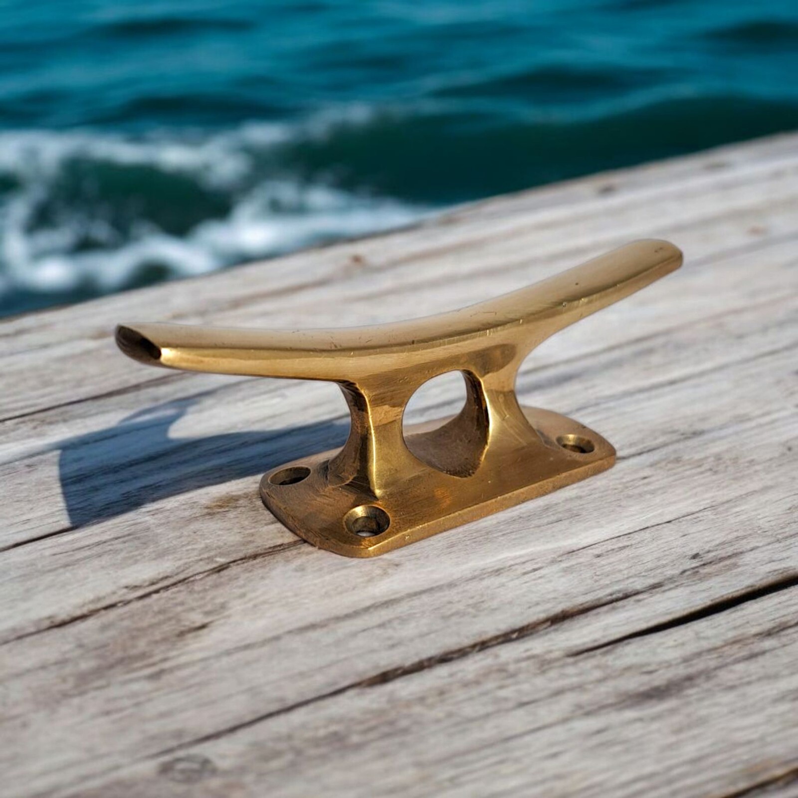 Solid Brass Boat Cleat, Functional, Nautical Gold Decor, 12cm/4.7in