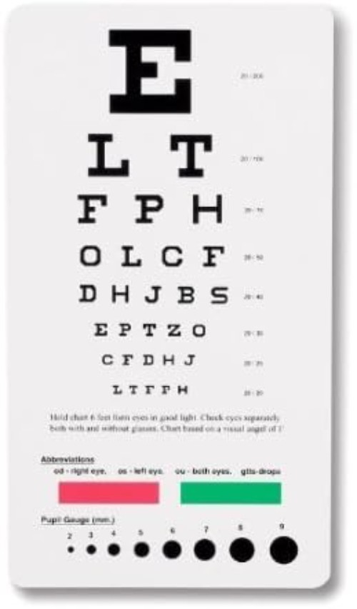 Elite Snellen Pocket Eye Chart - Compact 7.5"x4" for Portable Vision Testing