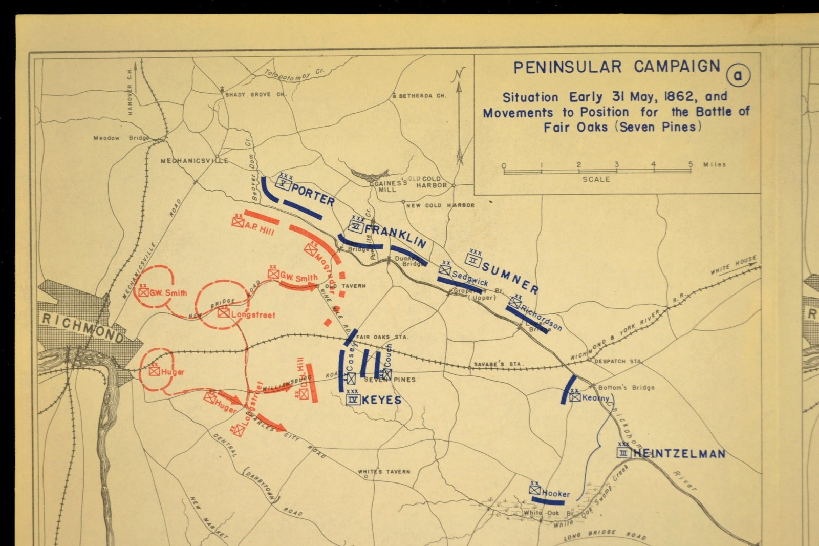 Battle of Seven Pines Map Henrico County Virginia Richmond May 31st 1862
