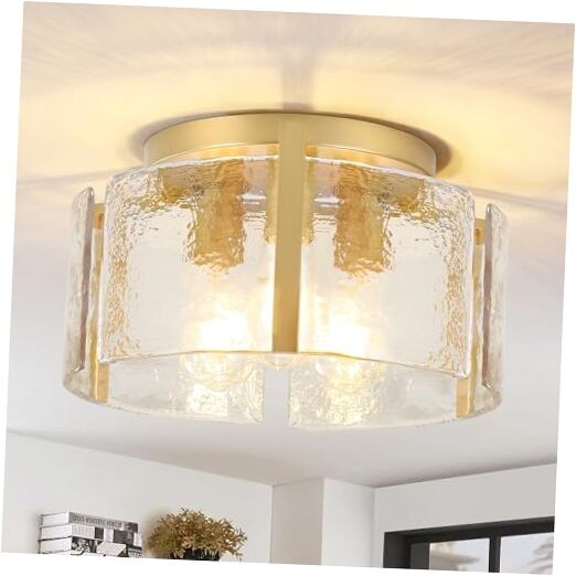 Semi Flush Mount Flush Mount Ceiling Light,15''Modern Hallway Light Gold