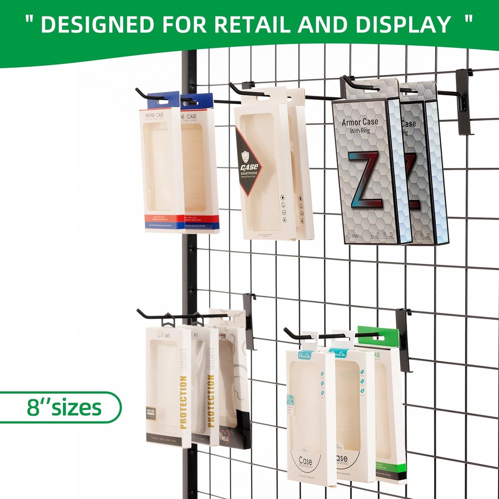 8 Inch Gridwall Hooks Grid Panel Hanging Hooks for Retail Home and Workspace ...