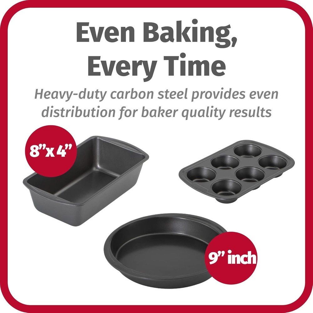 Everyday Nonstick Steel 5-Piece Bakeware Set Gray Includes Cookie Sheet Cake Pan