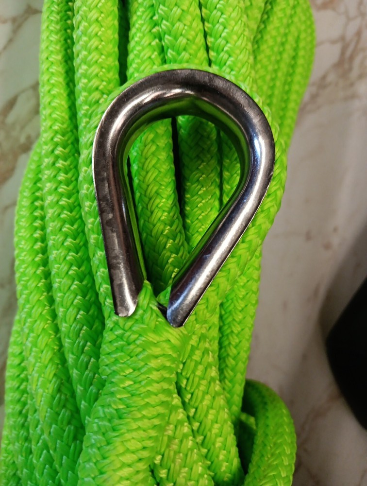 1/2 " x 53ft. Double Braid-Yacht Braid Polyester Rope Hank. Lime. W/ Thimble