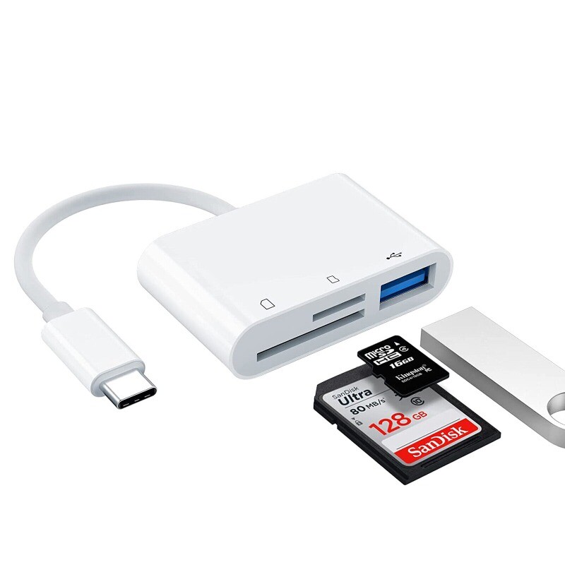 3-in-1 USB Stick SD TF Card Reader Type C OTG Adapter For iPhone Android Devices