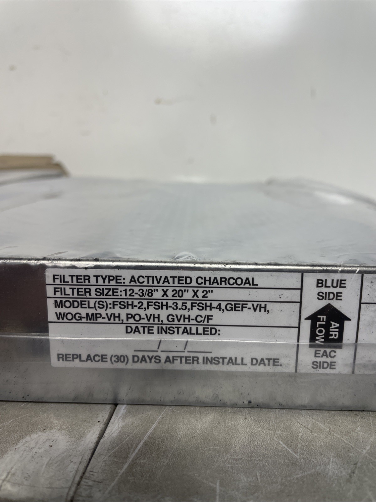 Fryer Ventless Hood Charcoal Filter 30248, 20" x 12-3/8" x 2" FSH-2 FSH-3.5