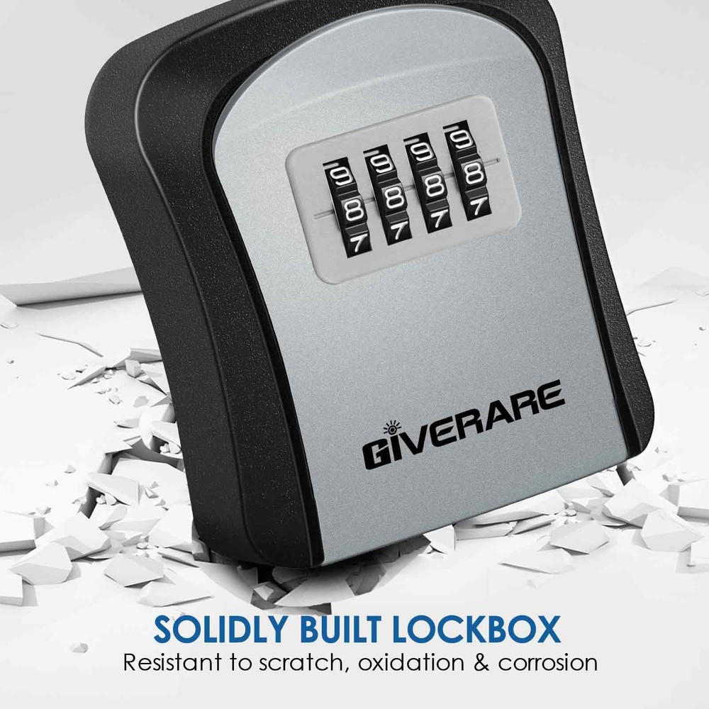 2 Pack Key Lock Box Combination 4-Digit Lockbox Wall Mount Outside Waterproof...