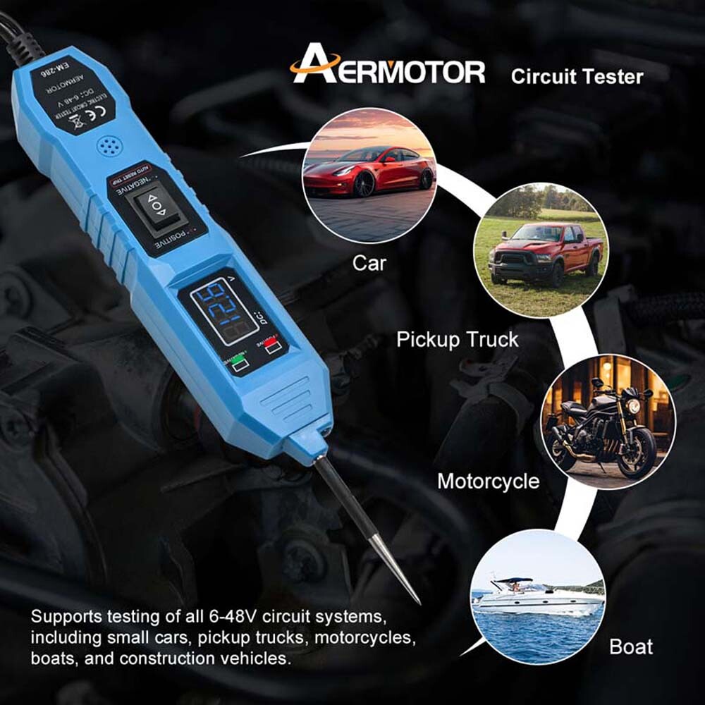 6-48V Automotive Digital Power Probe Circuit Electrical Tester Device System