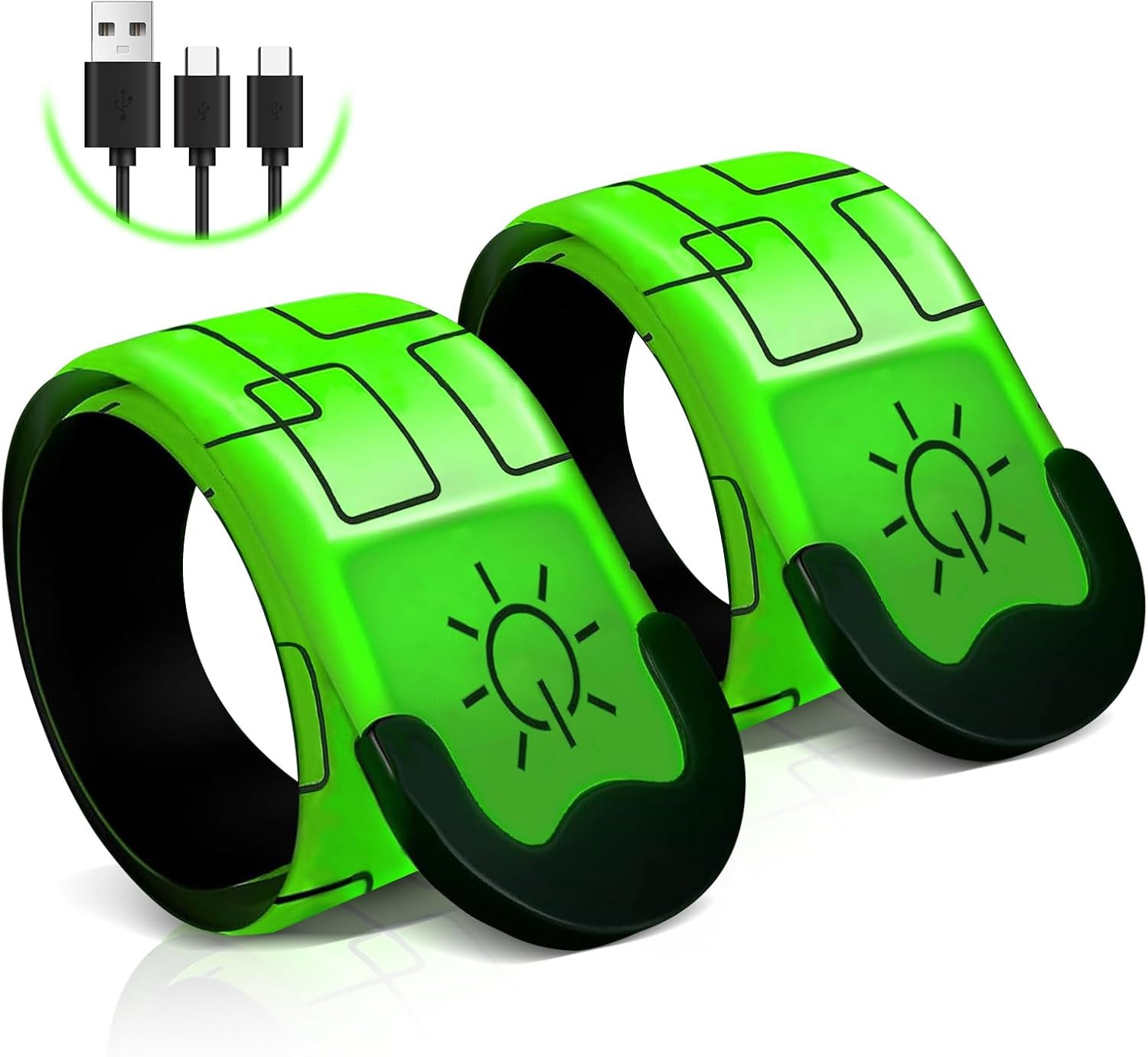 Rechargeable LED Armband, 2PCS High Visibility Running Gear for Night Safety, Ru