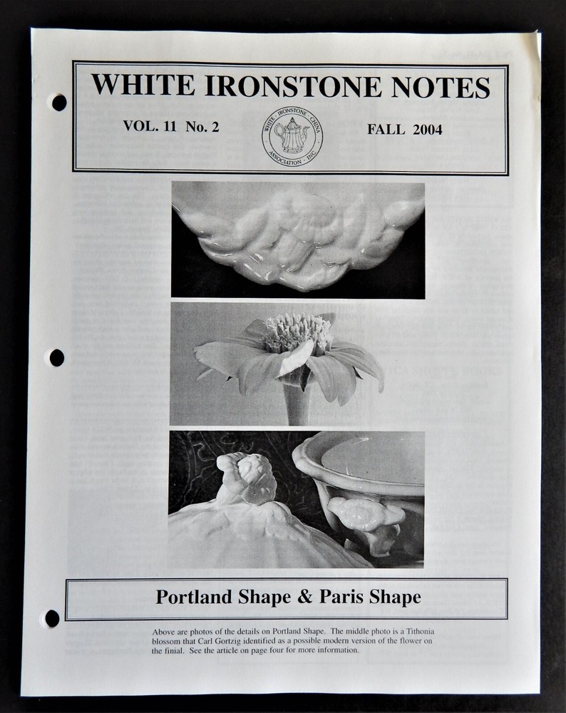 White Ironstone Notes Volume 11 2004 Including Tureens An Identification Guide